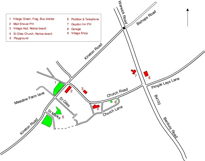 Street map of Gaydon